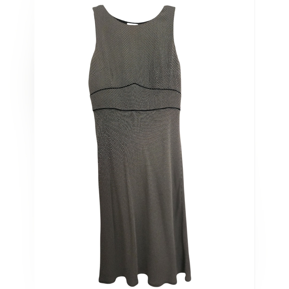 Ann Taylor Loft Black Tan Tweed Maxi Sleeveless Dress SZ 12 Pet